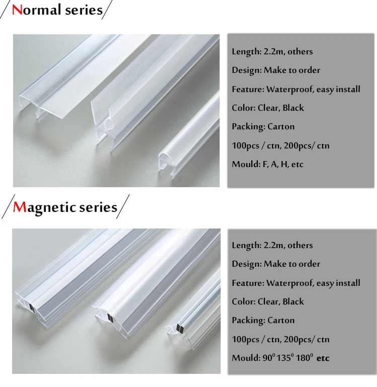 Bathroom Glass Door Magnetic PVC Waterproof Seal Strip